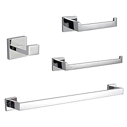 See KES SUS304 Stainless Steel Bathroom Accessories Set Single Towel Bar Robe Hook Toilet Paper Holder Towel Ring Wall Mount, Polished Finish, LA250-42 Details