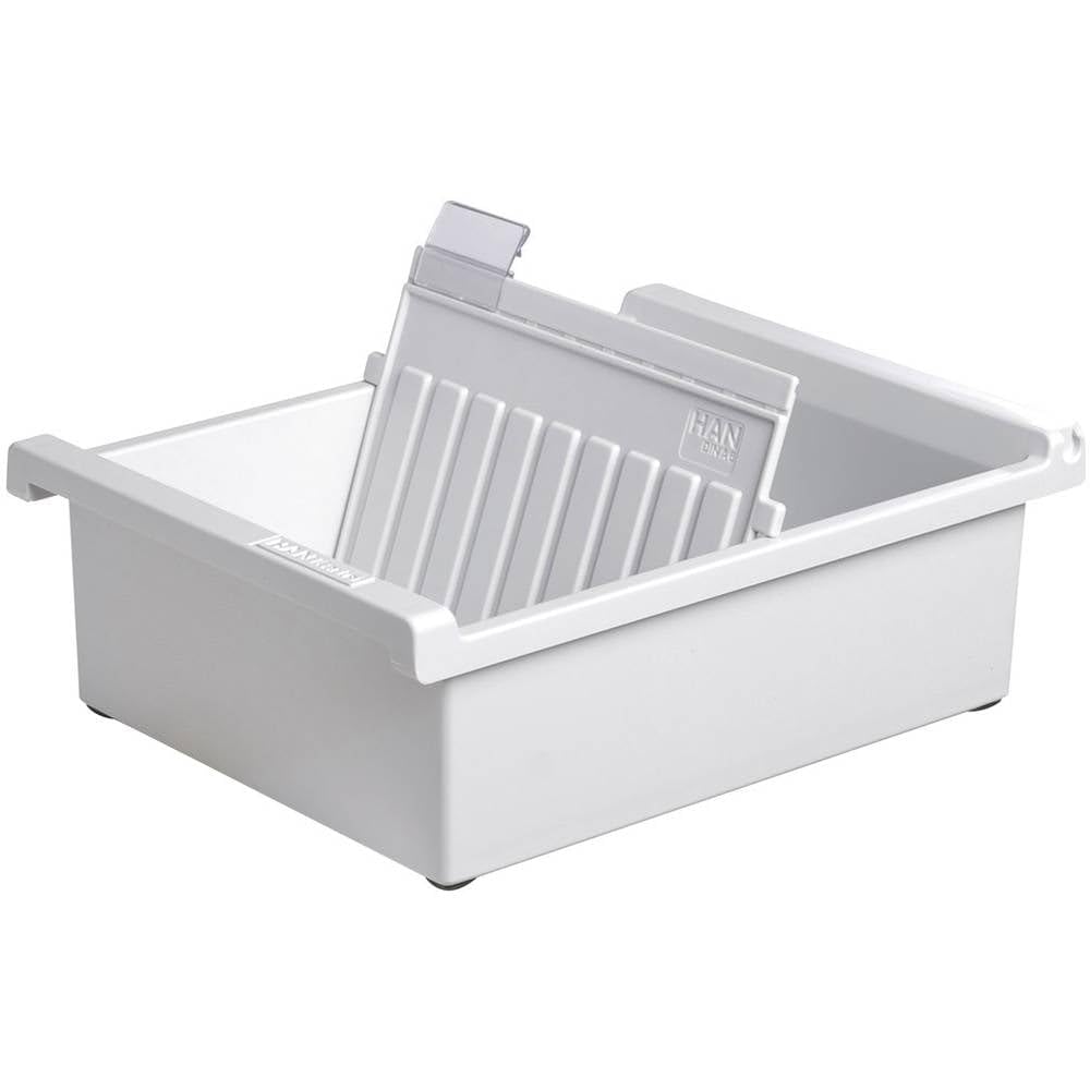HAN 966-0-11, Card index tray A6 landscape. Innovative, attractive design holds 800 cards, supplied with 1 support plate with clear index tab, light-grey