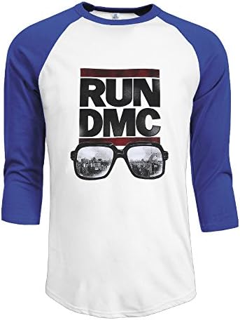 Mens Run Dmc Glasses Nyc T Shirt Logo 100% Cotton 3/4 Sleeve Athletic Raglan Sleeves T-Shirt RoyalBlue US Size M