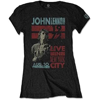 Rock Off John Lennon Live in NYC T-Shirt Femme - Les Beatles, Paul McCartney, John Lennon, RIngo Starr, George Harrison