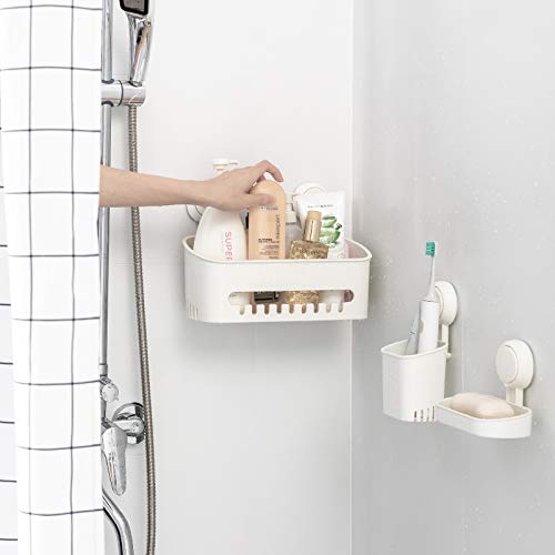 LEVERLOC Shower Caddy Suction Cup Set Shower Shelf/Basket One Second Installation NODrilling