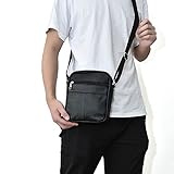 Badiya Men's Fashion Genuine Leather Mini Messenger Cross Body Bag Shoulder Bag (Style 4)