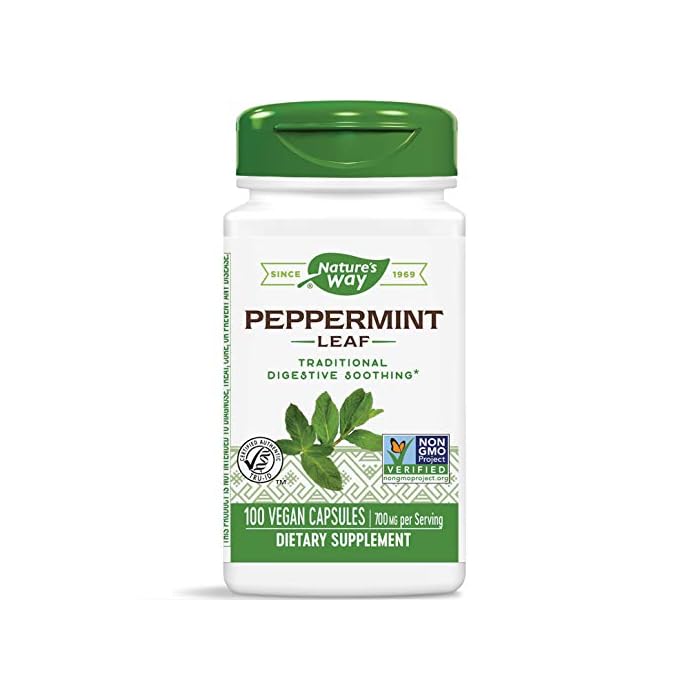 Nature's Way Premium Herbal Peppermint Leaf, 700 mg per serving, 100 Vcaps, Peppermint (leaf); Hydroxypropyl…
