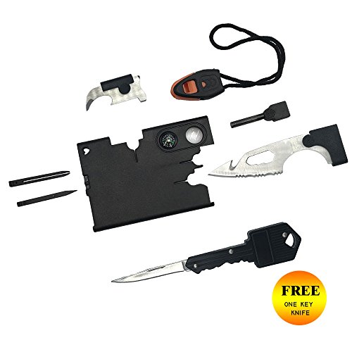Pocket Knife Credit Card Knife, Survival Upgraded 18 in 1 Tactical Wallet Tool, Folding key Knife Multitool Keychain Fathers Day Gifts for Birthday, Valentines Day or Christmas