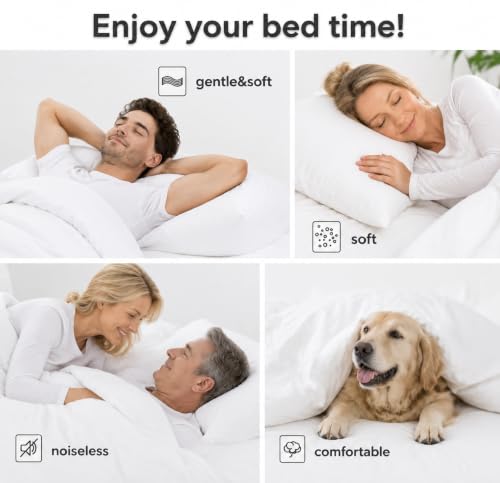 COHOME Queen Size Cooling Comforter, All-Season Quilted Down Alternative Duvet Insert, Luxury Hotel Breathable GentleSoft Comforter with Anti-Clump Tech & 8 Tabs - Reversible - White 88“ x 88” inches