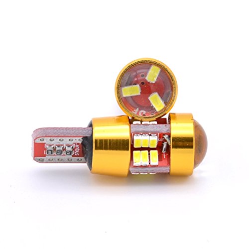 TUINCYN Amber T10 W5W LED Bulb 3014 27SMD Canbus Error Free Wedge Light Used for External Sidemarker Reverse Parking Tail Light Brack Light Stoplight Interior RV Camper Bulb(Pack of 4)