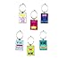 Funny Art Quote Wine Charm Set of 6 Fun inspirational word Unique Ring Theme Label Champagne Glass Marker Accessories Gift Idea for Women Men Boy Girl kid Happy Birthday Party Event Engagement