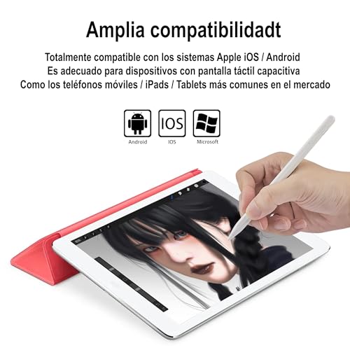 Stylus Pen, Active Stylus Pen Compatible for iOS and Android Phones, Rechargeable Stylus Pen with Dual Touch Screen, for Apple/Samsung Tablet, White