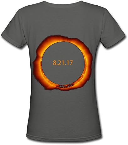 XuHaiY August 21 Solar Eclipse His-and-hers Shirts Women's Short Sleeve V-Neck Tee Tshirt
