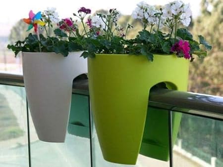 Antier Plastic Balcony Railing Planter in Multicolor 2 Pcs