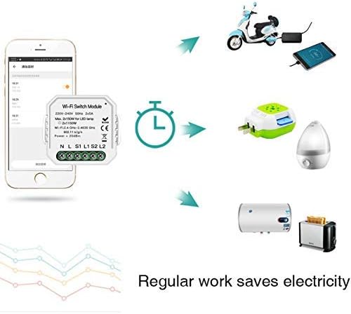 YELLAYBY Proteccin de circuitos Wi Fi Inteligente Interruptor de la luz del Interruptor de Bricolaje Smart Module VidaTuya aplicacin de Control Remoto Trabajar por Alexa Echo Inicio 2 Alturas 2