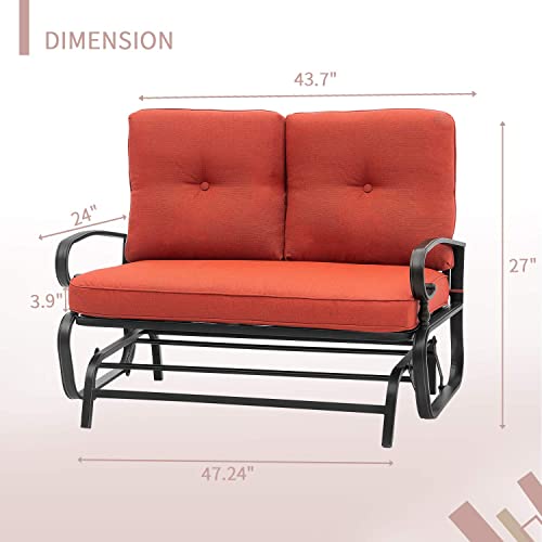 Oakmont Outdoor Loveseat Patio Swing Rocking Glider 2 Seats Metal