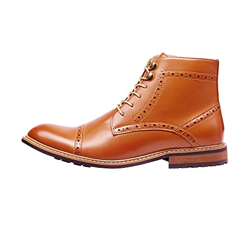 Bruno Marc Men's Dress Ankle Motorcycle Boots Leather Casual Bergen03 Brown Size 12 M US