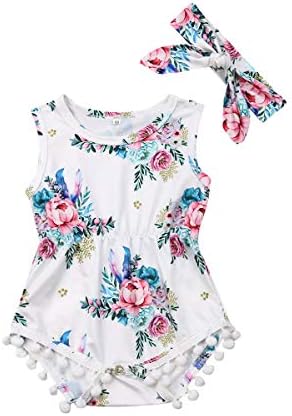 Infant Baby Girls Floral Romper Bodysuit Sleeveless Jumpsuit Outfit Summer Clothes
