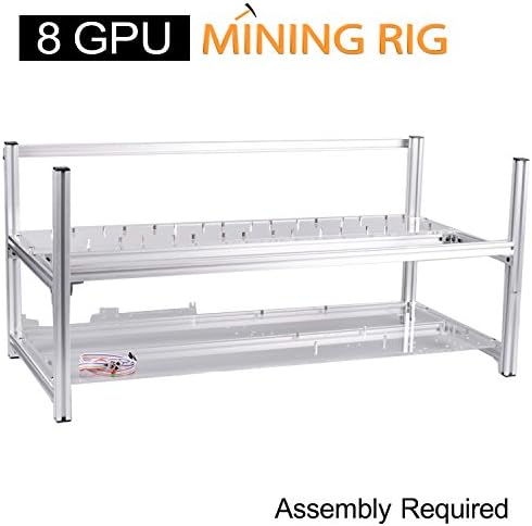 AAAwave 8 GPU Mining Rig Frame - Stackable Open Frame design Mining Rig Case with Fan mounts - Crypto currency ETH Coin GPU Miner Chassis. Ethereum/Zcash/Decred