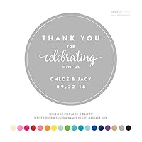 Andaz Press Personalized Circle Labels Stickers, Wedding, Thank You for Celebrating With Us, 40-Pack - Custom Made Any Name,