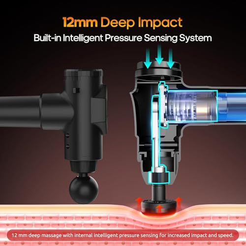 AERLANG Massage Gun with Heat Deep Tissue Back Massager Neck Massager for Pain Relief,Muscle Percussion Massage Gun, Birthday Gifts for Men Women Dad him Handheld Message Gun with 7Heads&Silent | Back Massager for Athletes for Pain Relief Percussion Handheld Massage Gun Birthday Gifts for Him 7Heads&Silent Carrying case