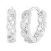 Rhodium Plated Braided Small Huggie Hoop Earrings 0.39"