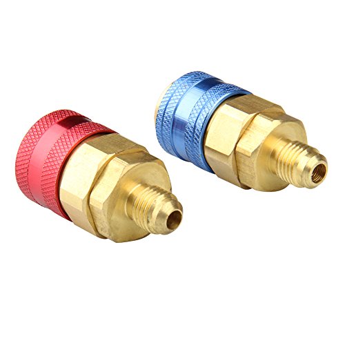 big-autoparts AC Manifold Gauge R134a Manifold Gauge Hose Conversion Kit Quick Adapter Fitting Air Coupler High and Low Air Conditioning Connector Coupler, 1/4" Male Flare Straight
