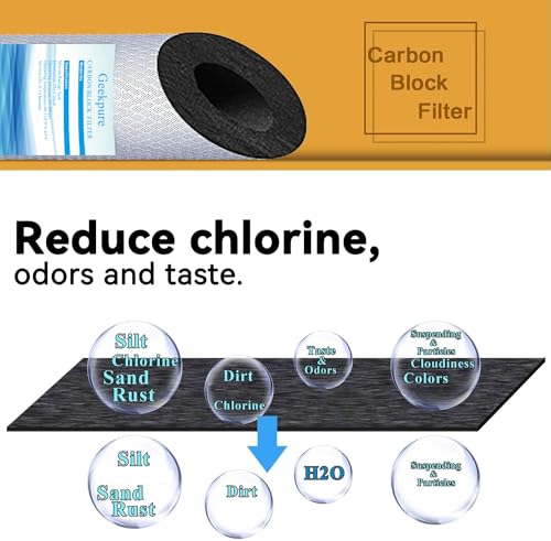 Geekpure 5 Stage Whole House Water Filter System with 2.5 x 20 5 Micron PP Sediment + Carbon Filters and 6 GPM UV