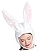 ADJOY White Plush Rabbit Ear Bunny Hat for Girls Women Halloween Role Play Rabbit Animal Party Hat with Soft Wire Frame Inside for Making Shape