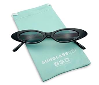 Retro Slim Vintage Wide Oval Cat Eye Pointy Small Thin