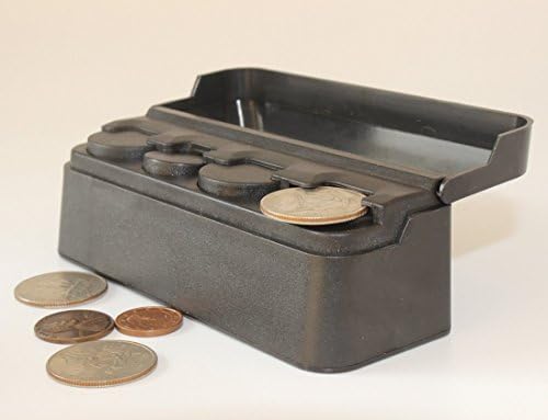 Black Car Coin Holder - Mini Coin Organizer - 4 Slots for Each Coin Type (2 Pack)