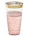 50 Gold Plastic Cups | 16 Oz Clear Plastic Cups | Gold Rimmed Cups | Old-Fashioned Tumblers | Fancy Disposable Wedding Cups With Gold Rim | Elegant Party Supplies For Holiday and Occasions [DRINKET]