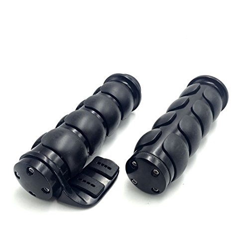 HTT Motorcycle Black Rubber Hand Grips 1" 25mm Pair For Harley Davidson Softail Fat Boy FLSTF Kawasaki Vulcan Suzuki Intruder Yamaha Road Star V Star