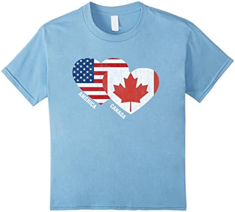 Kids Canada Flag T-Shirt Canadian American Flag Tee Shirt 8 Baby Blue