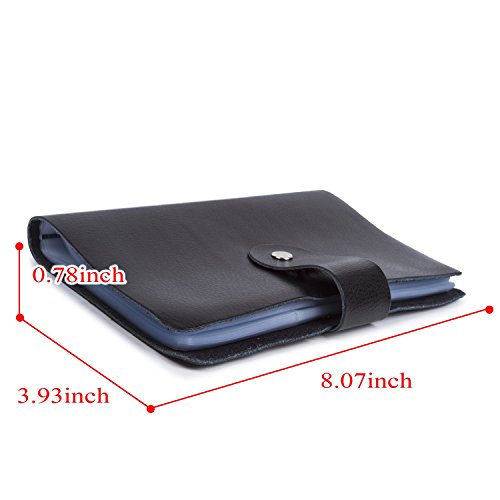 Genuine Leather Credit Card Holder Business ID Card Case Wallet Style 96 Box Name Card Holder Book with Button Black