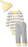 Burt's Bees Baby Unisex Organic Long Sleeve Lap Shoulder Dress and Footed Pant, Heather Grey Honey, 12 Months