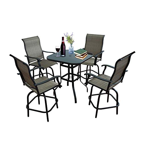 5 PC Swivel Bar Outdoor Stools Bar, Height Swivel Patio Chairs, All