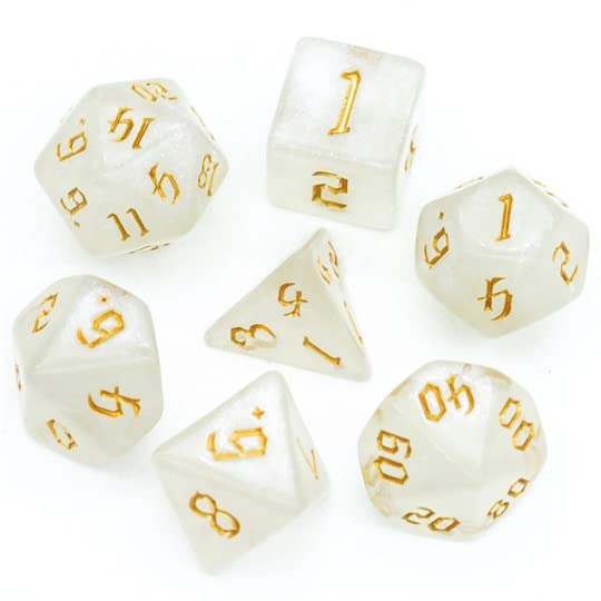Healing Light Cleric Dice Set - Healer TTRPG Dice Set - Healing Light Polyhedral Dice Set - Dice for War Games Card Games and Tabletop RPGs - 7PC SET