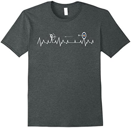 Mens Archery Heartbeat Hunting T Shirt - Funny Bow Arrows XL Dark Heather