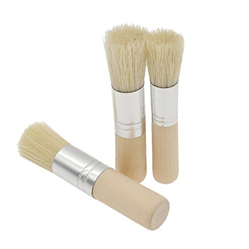 WonBuss 3Pcs Stencil Brushes Set, Art Crafts Paint Brush with Pure Natural Hog Bristle