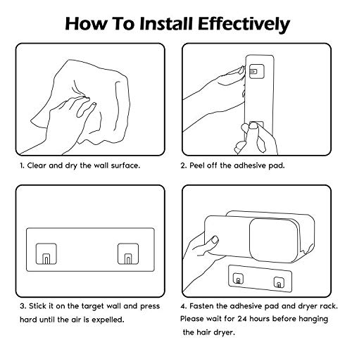 Taozun Hair Dryer Holder Self Adhesive Blow Dryer Holder Bathroom Bathroom Styling Tool Organizer Storage for Blow Dryer Curling Wand Straightener Brushes