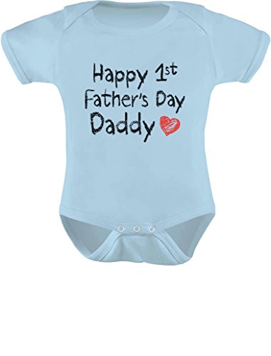 Tstars Happy First Father's Day Daddy Infant Gift for New Dad Baby Bodysuit 18M Light Blue (Best 1st Mother's Day Gift)