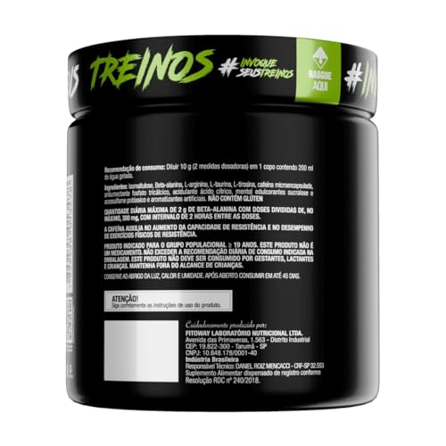 FTW Pré-Treino Diabo Verde em Pó com Cafeína, Aminoácidos Beta‑Alanina e Arginina para Treinos e Atividades Físicas - Pote 300 g (Sabor: Black Ice)