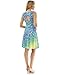PattyBoutik Women Keyhole Back A-Line Dress (Blue, Green and Yellow 22 Medium)