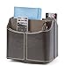 Green Hills Office Supply Organizer Holder and Desk Organizer for Remote Controllers, Supplies, Desktop Caddy or Remote Control Holder 5 Compartments, Brown Faux Leather 8”Wx6”Dx7½”H