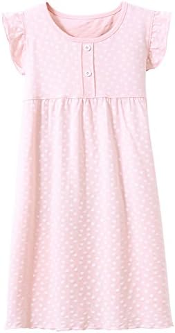 Allmeingeld Girls' Princess Nightgowns Heart Print Sleep Shirts Cotton Sleepwear for 3-12 Years