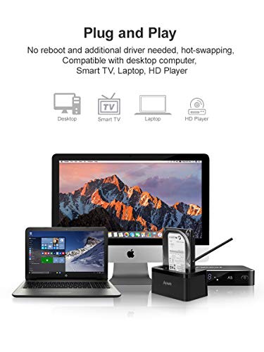 Alxum USB 3.0 to SATA Hard Drive Docking Station for 2.5/3.5 Inch SATA I/II/III HDD SSD, Support UASP, Super Speed up to 6Gbps - Black - Thumbnail 4