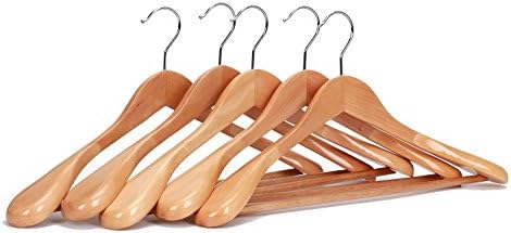 5-Pack Extra-Wide Natural Finish Gugertree Wooden Suit, Coats, Skirts Hangers
