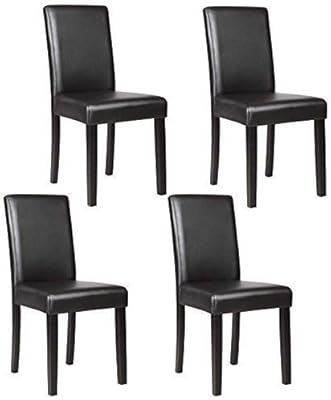 Mecor Upholstered Dining Chairs Set of 4, Black PU Leather