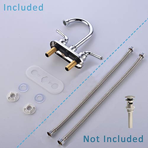 VCCUCINE Modern Contemporary Lead-free Two Handles 4" centerset Bathroom Faucet, Lavatory Vanity Utility Laundry Faucet Chrome Finish