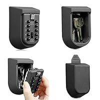 Liweibao-Home Wall Mounted Key Lockbox Key Lock Box Zinc Alloy Key Storage with Waterproof Cover for House Spare Keys (Color : Black, Size : 65×48×105mm)