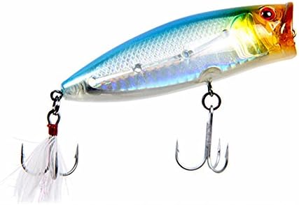 Trulinoya 3 1/8" Black Back/Gold Head 3/4oz Chugger Topwater Popper Lure Skitter Pop Lure