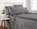 King Sheets by Pure Bamboo, Genuine 100% Organic Viscose Derived from Bamboo Bed Sheet Set, Luxuriously Soft & Cooling, Double Stitching, Lifetime Quality Promise (King, Stone Grey)