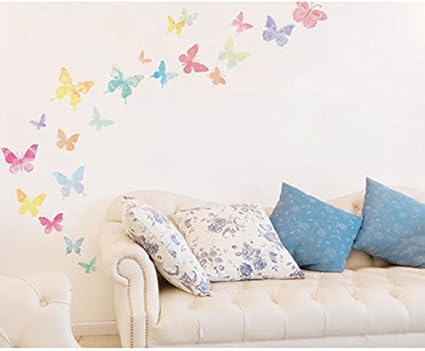 Amazon ケイ ララ ウォールステッカー 蝶 淡い色の蝶 おしゃれ 壁紙シール ウォールシール はがせる Diy 壁紙 シール ウォールステッカー オンライン通販